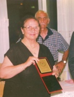 Feyziye Hulusi in later years getting one of the many awards